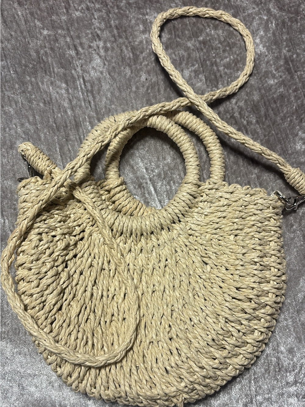 Woven Straw Circle Tote Bag - Natural